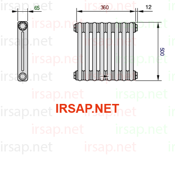 чертеж радиатора Irsap Tesi 20500-0820500-8-14-01